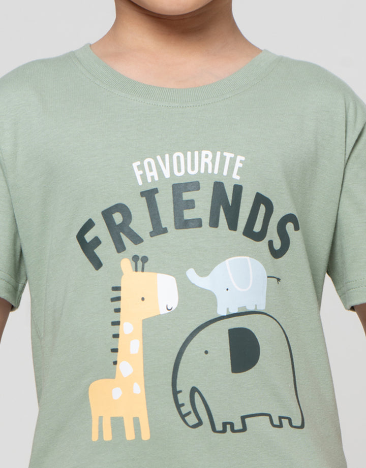 Little M Favourite Friends Print Kaos Anak Laki-laki