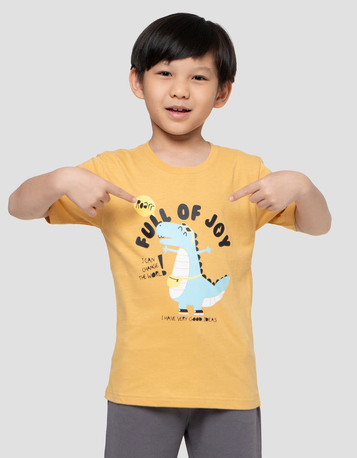 Little M Full Of Joy Roarr Print Kaos Anak Laki-laki