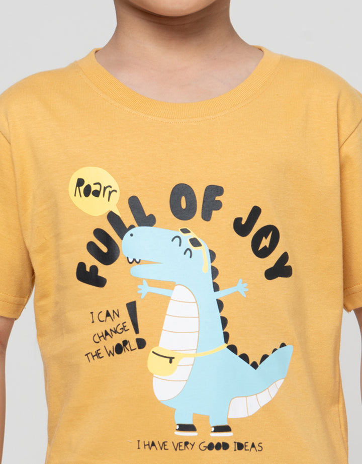 Little M Full Of Joy Roarr Print Kaos Anak Laki-laki