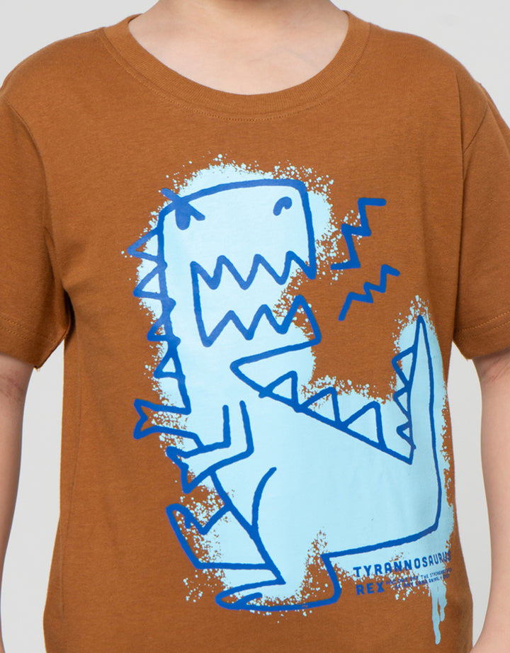 Little M Dino Grrrr Print Kaos Anak Laki-laki