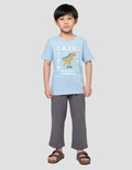 Little M Dino Skate Print Kaos Anak Laki-laki