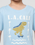 Little M Dino Skate Print Kaos Anak Laki-laki