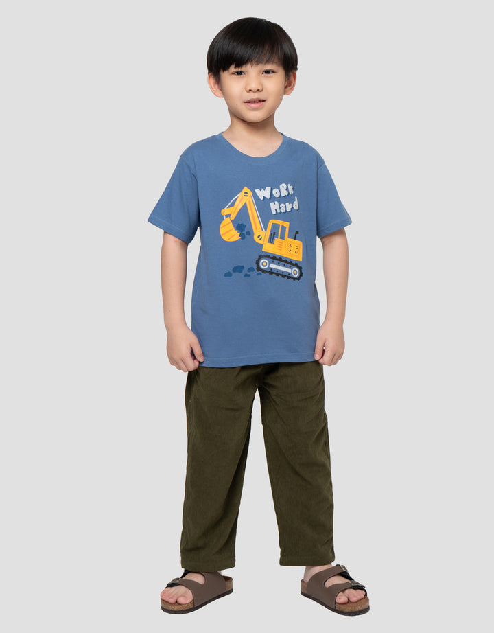 Little M Work Hard Print Kaos Anak Laki-laki