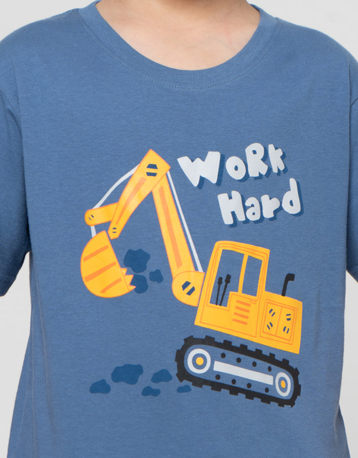 Little M Work Hard Print Kaos Anak Laki-laki