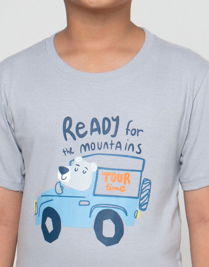 Little M Tour Times Bear Kaos Lengan Pendek Anak Laki-Laki