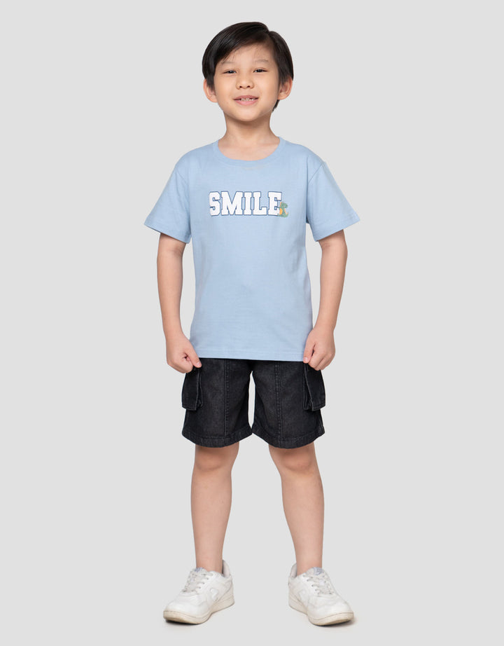 Little M Smile Dino Print Kaos Anak Laki-laki