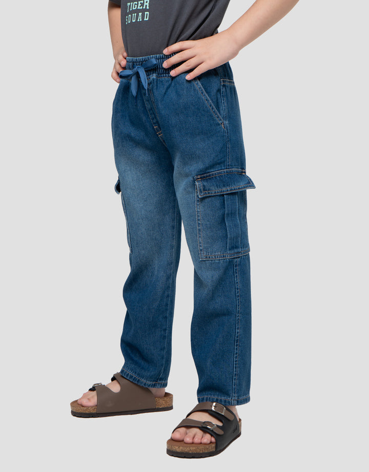 Little M Denim Kantong Tempel Celana Panjang Anak Laki-Laki