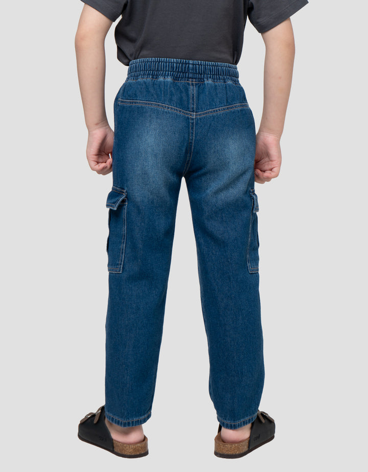 Little M Denim Kantong Tempel Celana Panjang Anak Laki-Laki