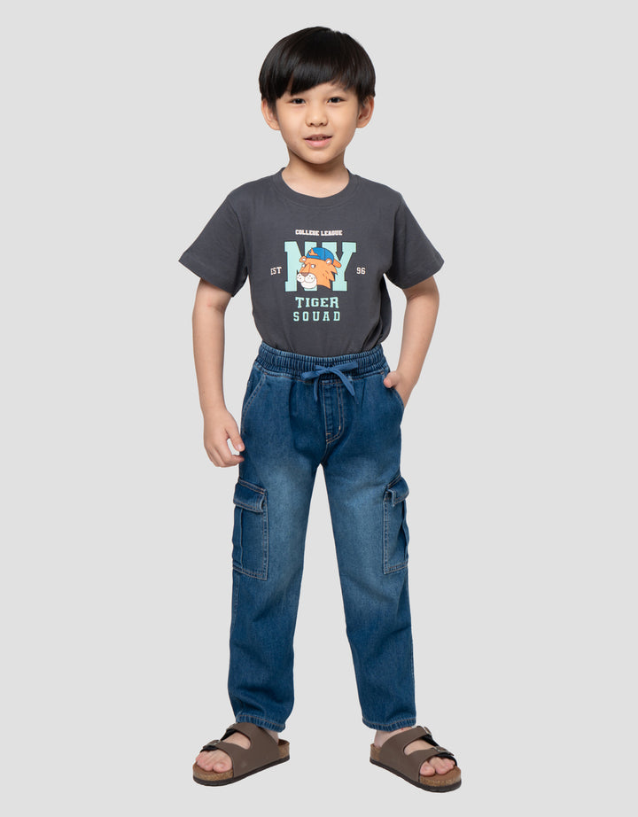 Little M Denim Kantong Tempel Celana Panjang Anak Laki-Laki