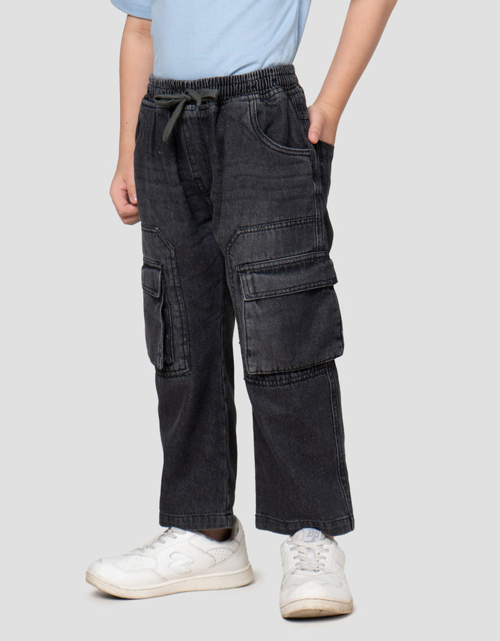 Little M Cargo Kantong Kiri Celana Denim Anak Laki-laki