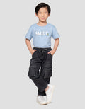 Little M Cargo Kantong Kiri Celana Denim Anak Laki-laki
