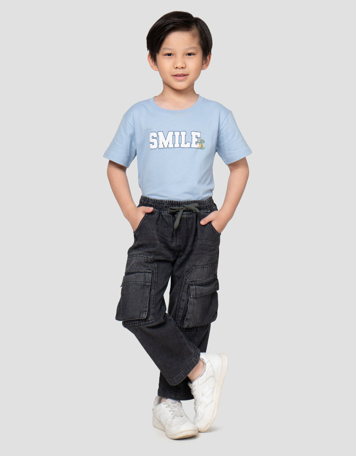 Little M Cargo Kantong Kiri Celana Denim Anak Laki-laki