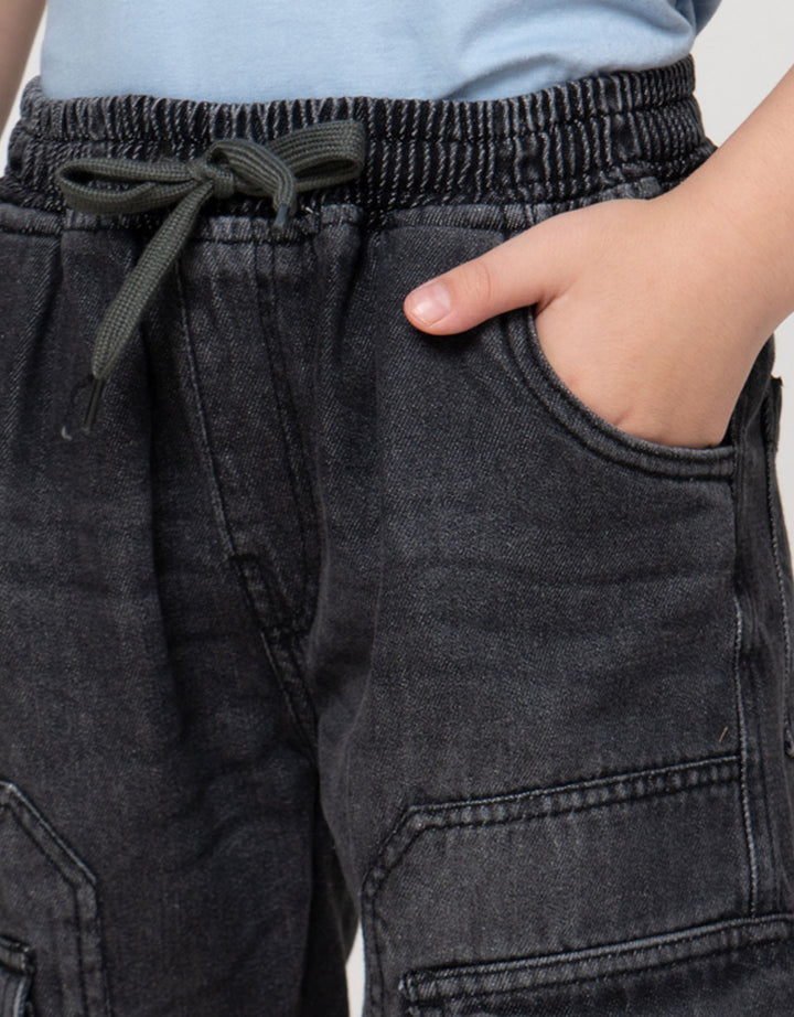 Little M Cargo Kantong Kiri Celana Denim Anak Laki-laki