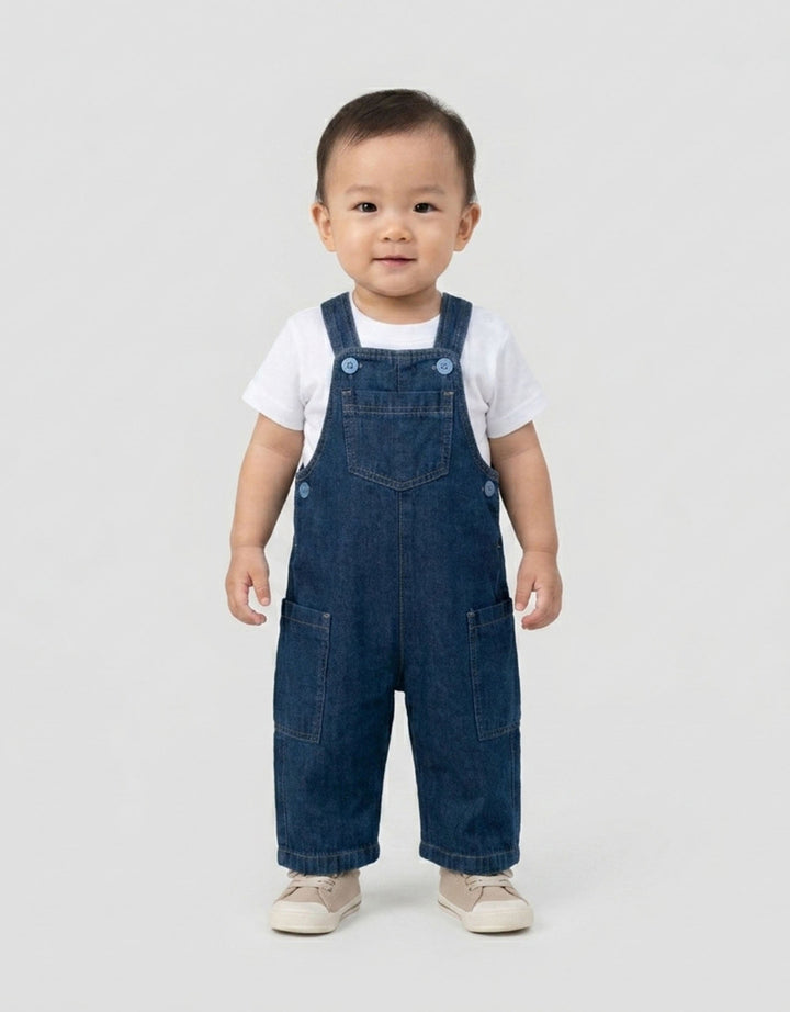 Little M With Pocket Jumpsuit Overall Denim Bayi