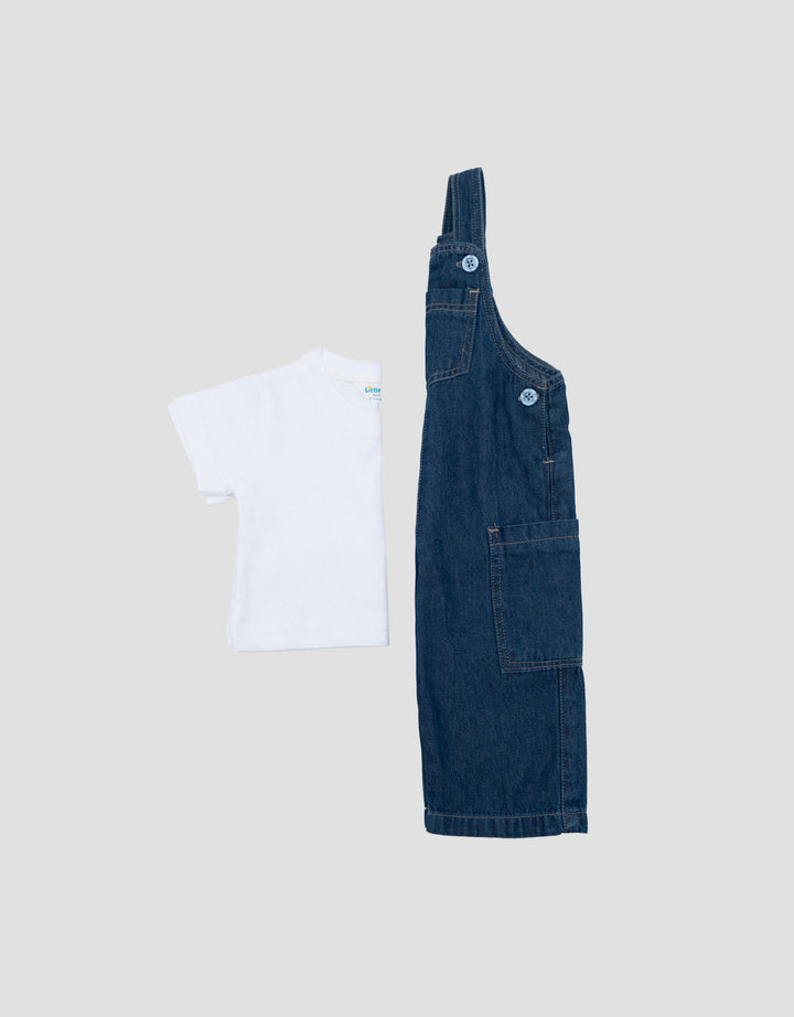 Little M With Pocket Jumpsuit Overall Denim Bayi
