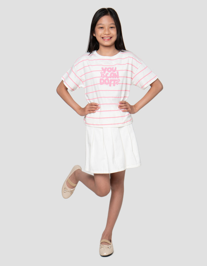 Nevada Print Stripe Wording Kaos Anak Perempuan