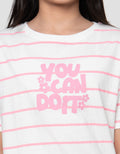 Nevada Print Stripe Wording Kaos Anak Perempuan