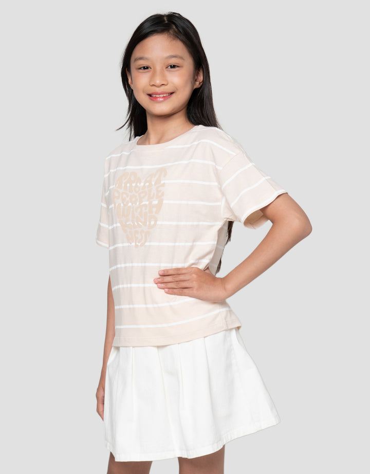 Nevada Stripe Wording Kaos Anak Perempuan