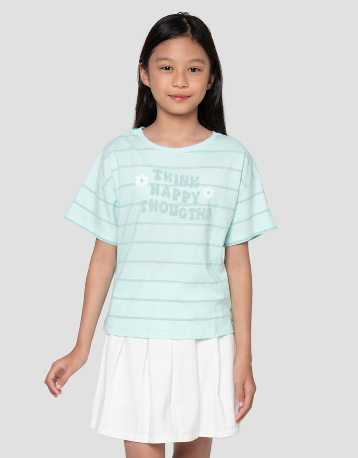 Nevada Full Print Stripe Wording Kaos Anak Perempuan
