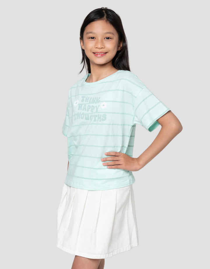 Nevada Full Print Stripe Wording Kaos Anak Perempuan