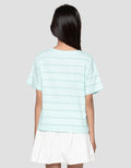 Nevada Full Print Stripe Wording Kaos Anak Perempuan