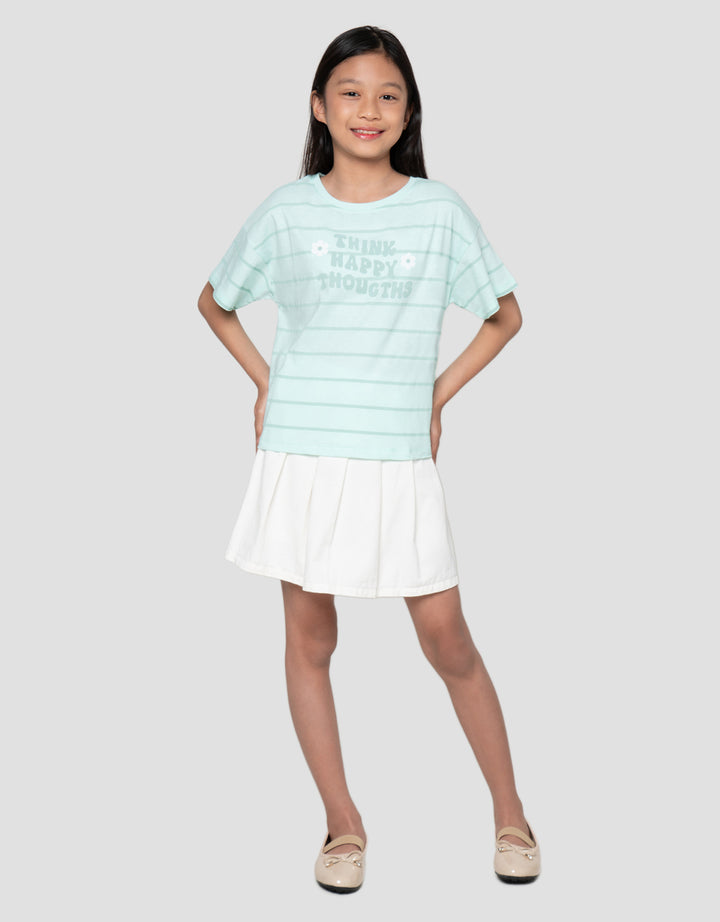 Nevada Full Print Stripe Wording Kaos Anak Perempuan