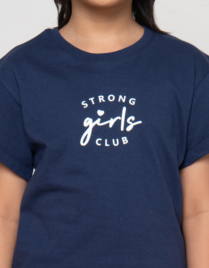 Little M  Wording Strong Girls Club Kaos Anak Perempuan