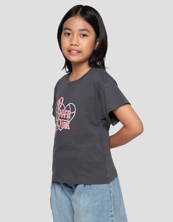 Little M  Wording Born Pink Kaos Anak Perempuan