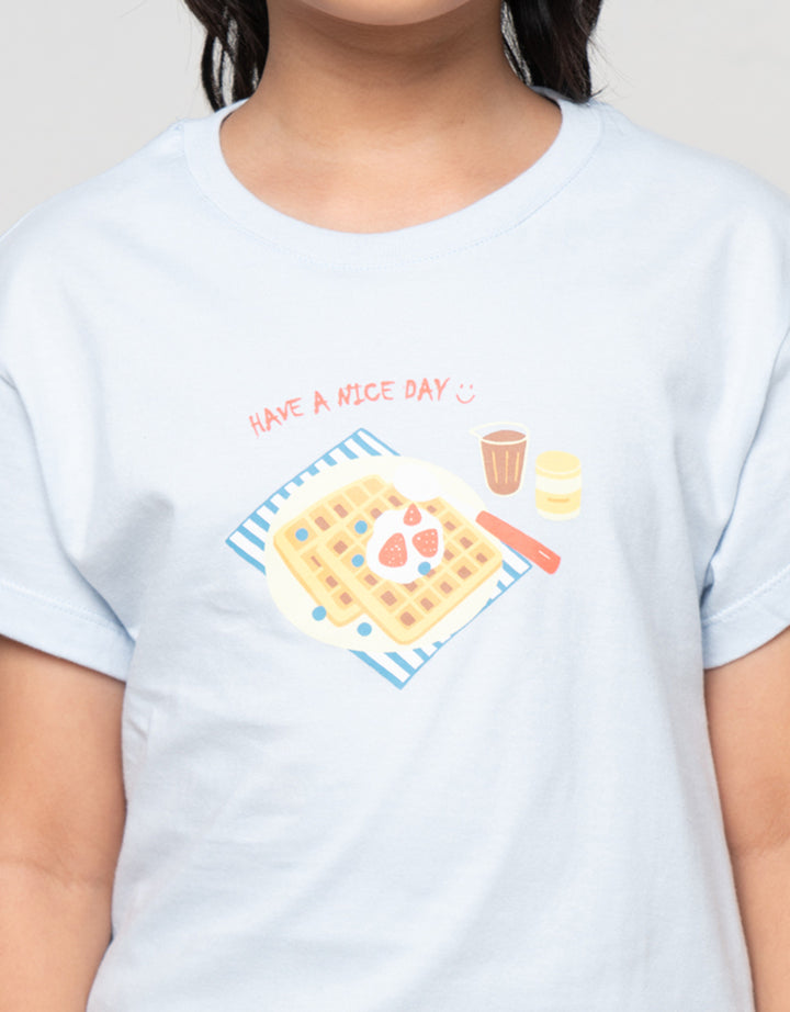 Little M  Food Waffle Kaos Anak Perempuan