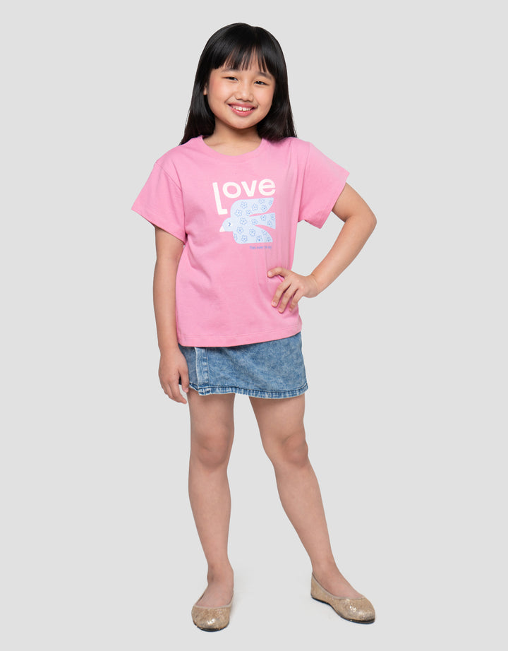 Little M Love Bird Print Kaos Anak Perempuan