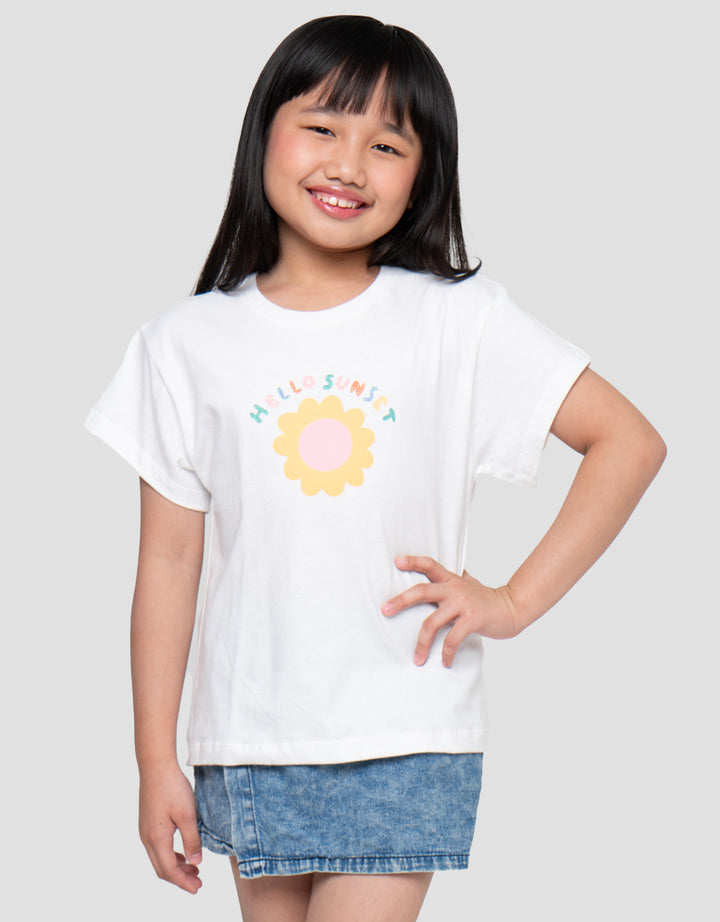 Little M Hello Sunset Print Kaos Anak Perempuan