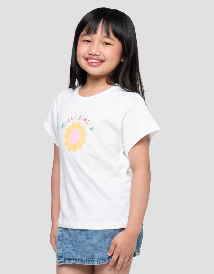Little M Hello Sunset Print Kaos Anak Perempuan