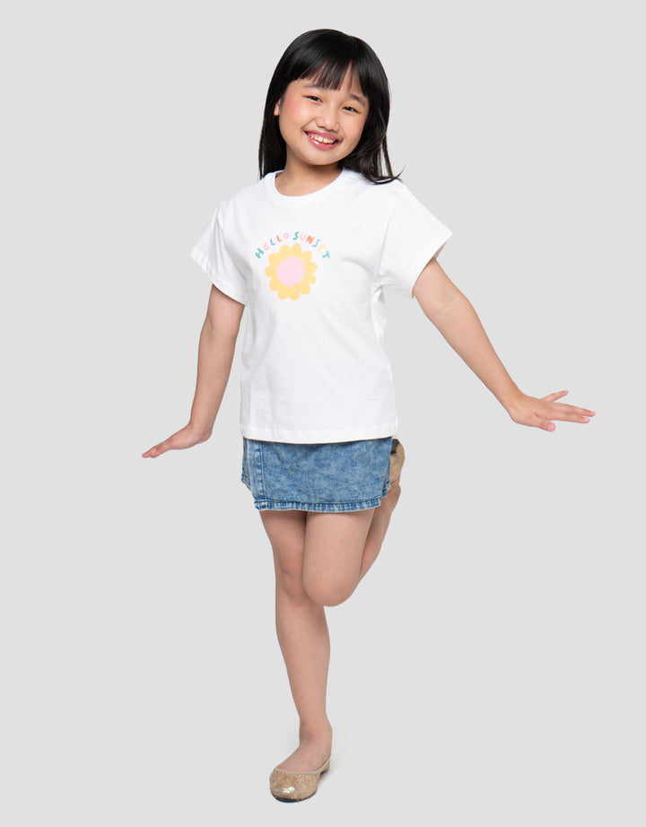 Little M Hello Sunset Print Kaos Anak Perempuan
