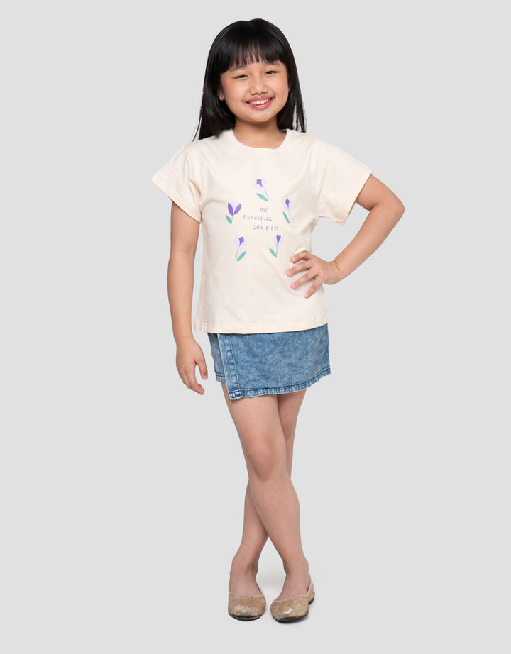 Little M Flowers Print Kaos Anak Perempuan