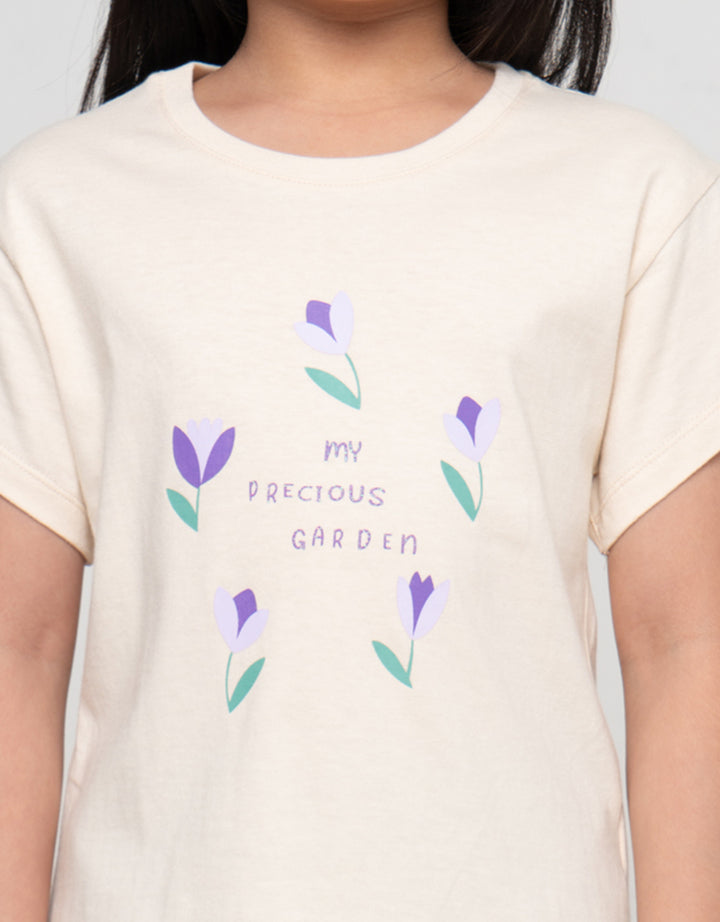 Little M Flowers Print Kaos Anak Perempuan