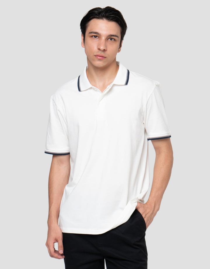 Cole Fancy Solid Jersey Spandex Collar Lis Kaos Polo Pria