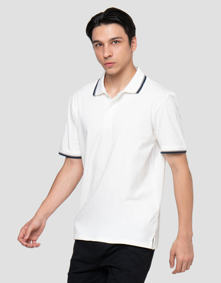 Cole Fancy Solid Jersey Spandex Collar Lis Kaos Polo Pria