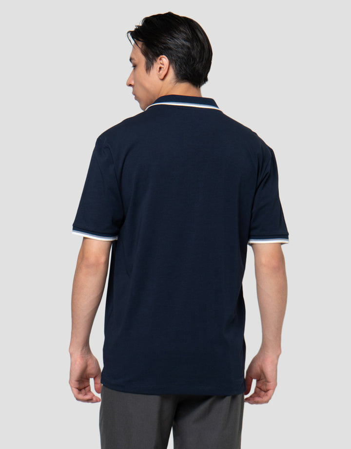 Cole Fancy Solid Jersey Spandex Collar Lis Kaos Polo Pria