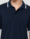 Cole Fancy Solid Jersey Spandex Collar Lis Kaos Polo Pria