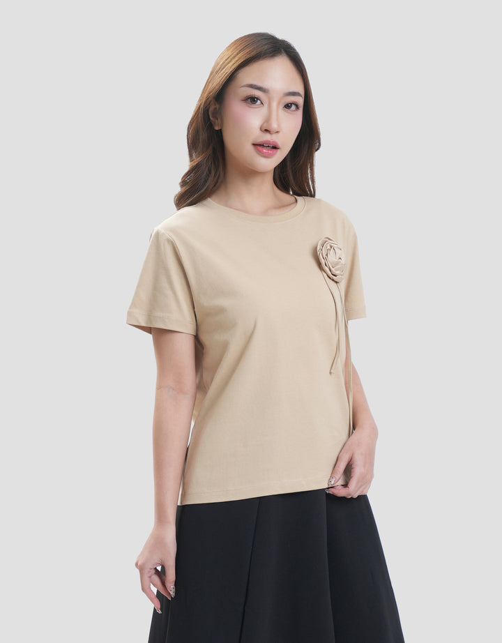 Connexion With Flower Tangkai Kaos Lengan Pendek Wanita