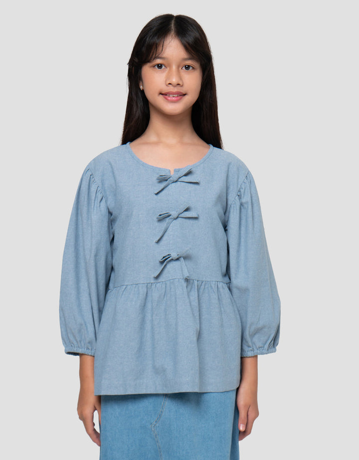 Nevada Chambray Aplikasi Pita Blouse Anak Perempuan