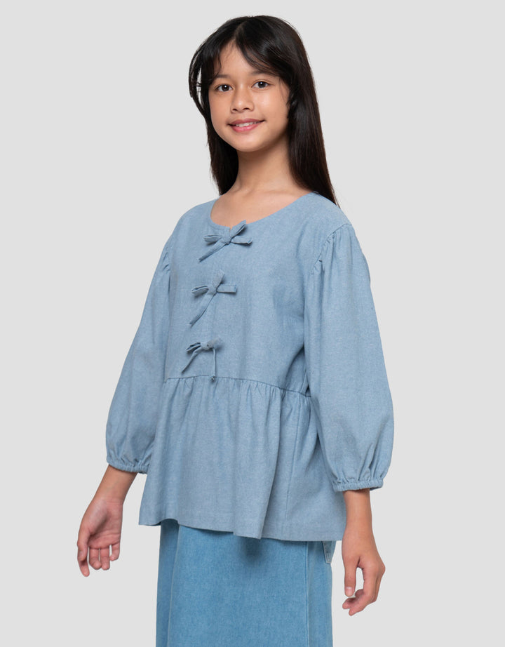 Nevada Chambray Aplikasi Pita Blouse Anak Perempuan