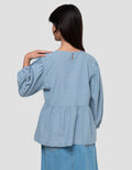 Nevada Chambray Aplikasi Pita Blouse Anak Perempuan
