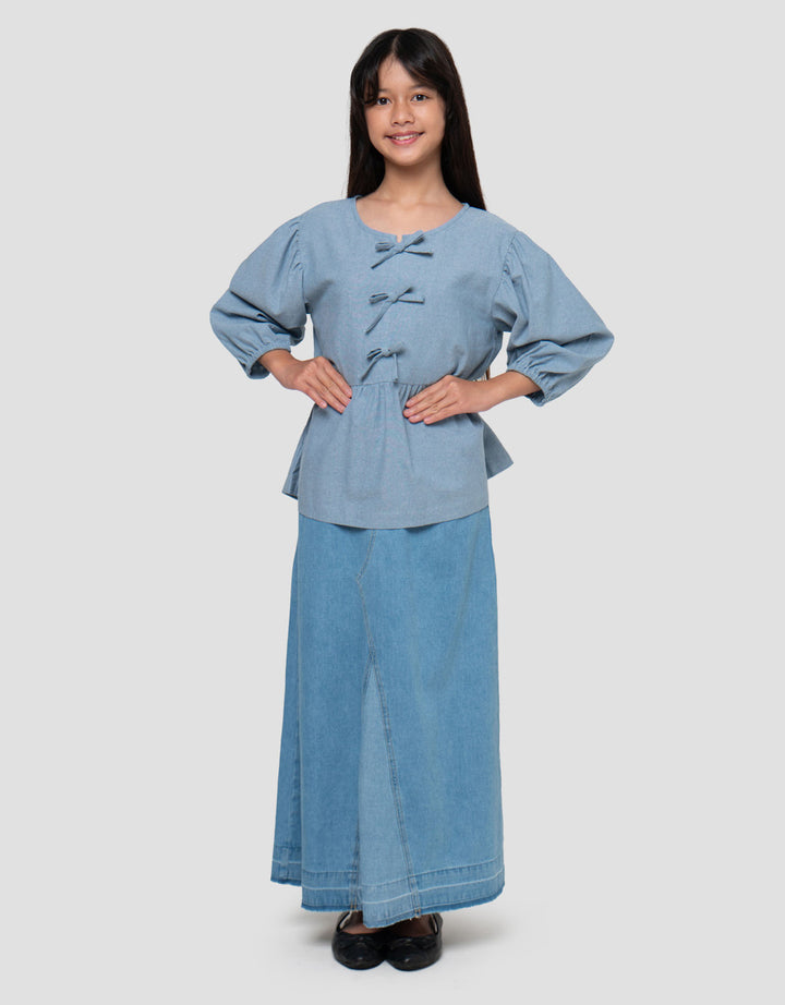 Nevada Chambray Aplikasi Pita Blouse Anak Perempuan
