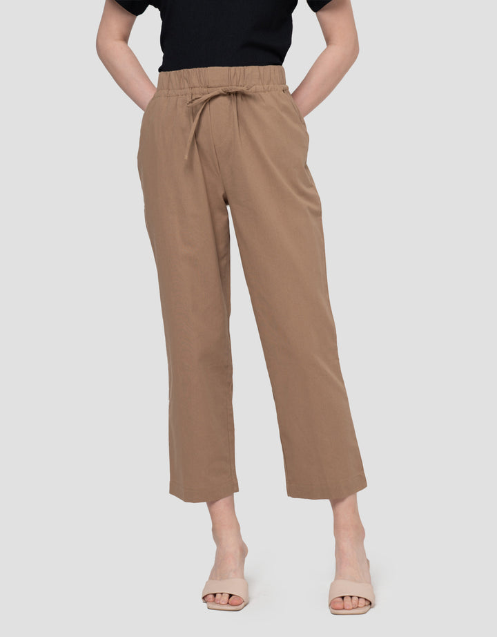 Connexion Elastics Solid Linen Tappered Celana Panjang Wanita