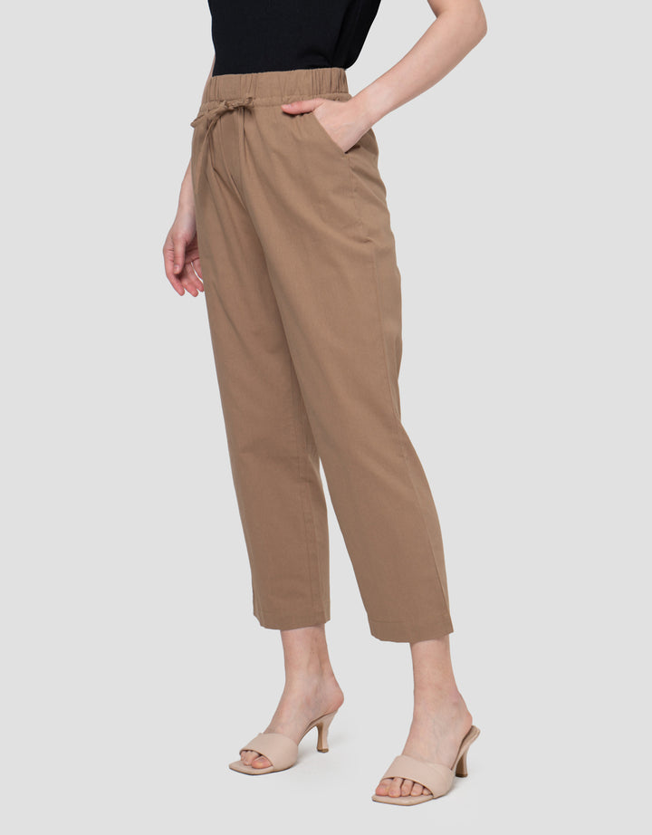 Connexion Elastics Solid Linen Tappered Celana Panjang Wanita