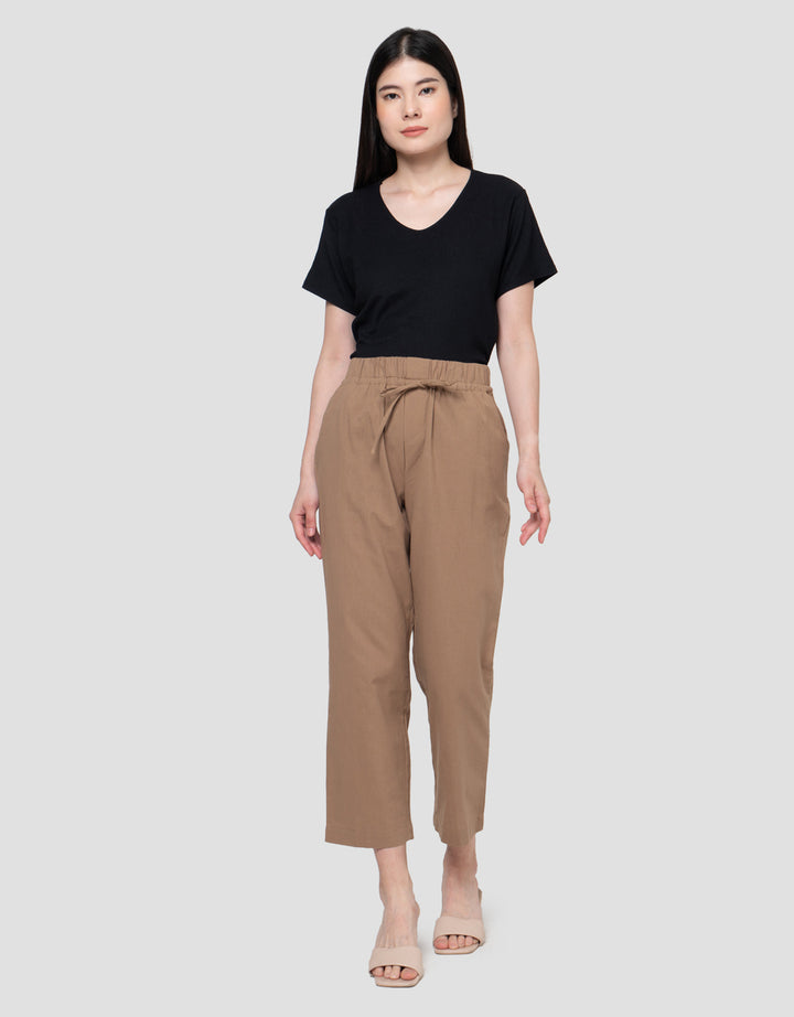 Connexion Elastics Solid Linen Tappered Celana Panjang Wanita