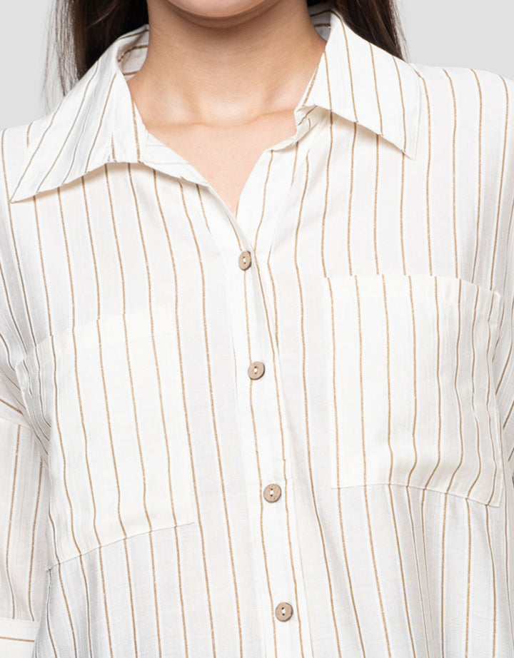 Connexion Yarn Stripe Kemeja Wanita