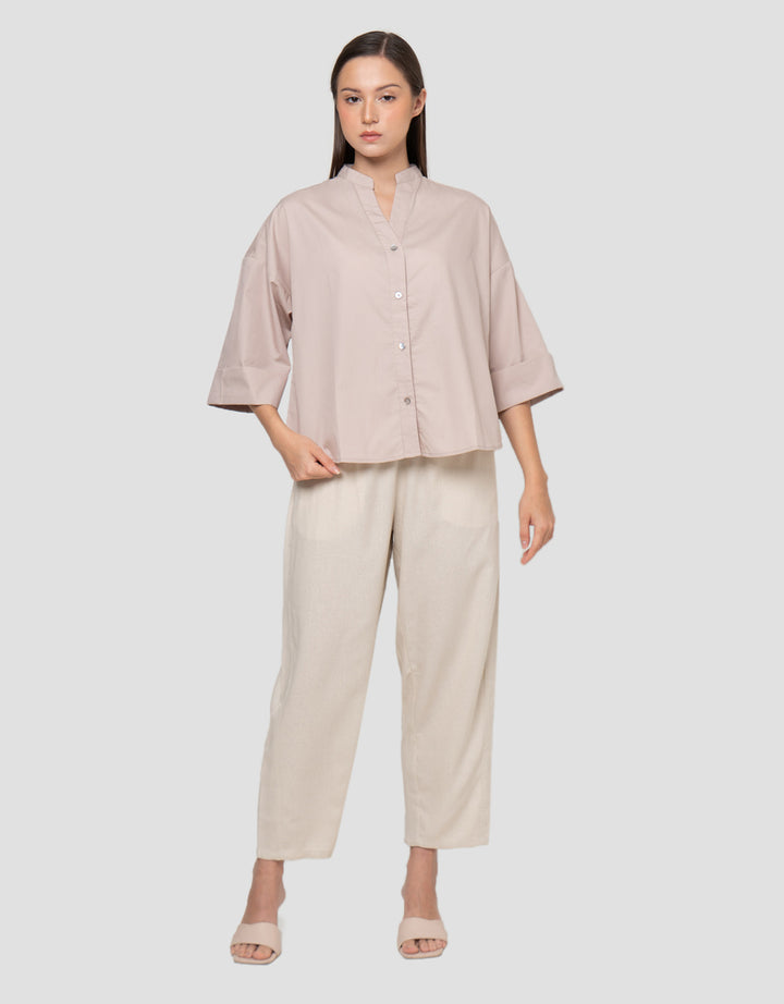 Connexion Wide Mandarin Collar Kemeja Wanita