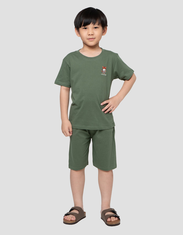 Little M Bordir Polos Little Tiger Setelan Anak Laki-Laki